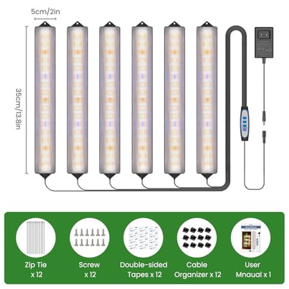 Wolezek 14in Grow Light Strip for Indoor Plants, Full Spectrum - size: 6 Pack