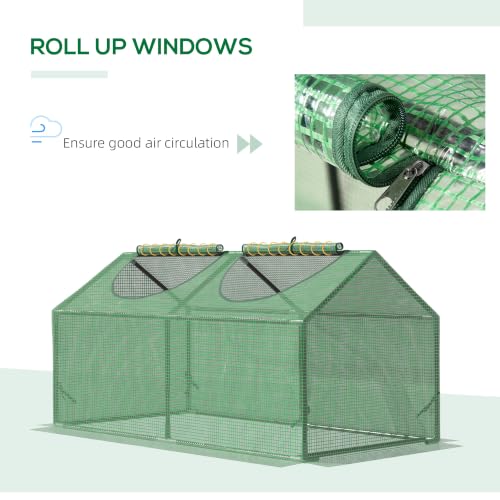 Outsunny 4' x 2' x 2' Portable Mini Greenhouse, Small Green House, Green - color: Green, size: 4' x 2' x 2'