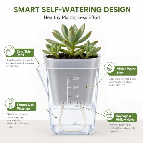 12 Pack 2.5 Inch Clear Self Watering Pots for Indoor Plants