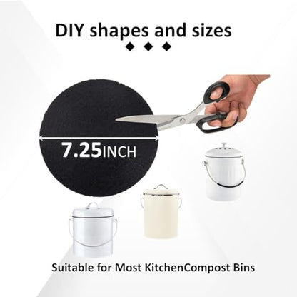 8 Pack Compost Filters for Countertop Bin, 7.25 Inch Charcoal Filter