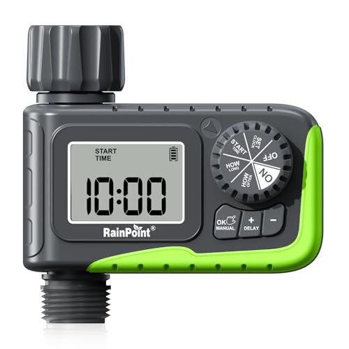 RAINPOINT Sprinkler Timer, Water Timer for Garden Hose, Garden Hose Timers for Watering, Irrigation with Manual Watering/Rain Delay for Outdoor Lawn & Yard - color: Green