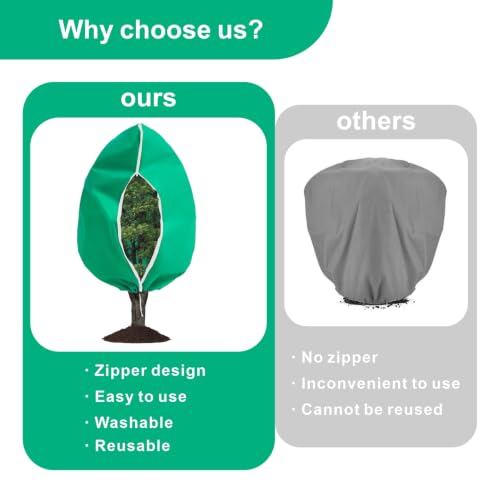 Eunika 2 PCS Plant Covers Freeze Protection w Zipper Drawstring,90.6"x78.7" - color: Green-XL-2