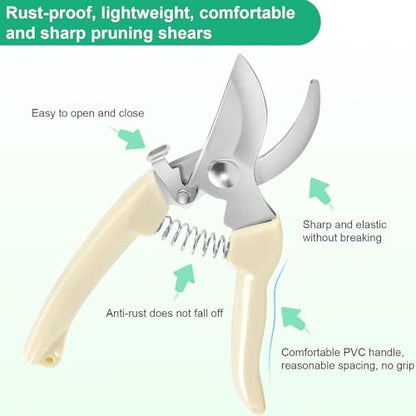 Premium Branch Pruning Shears, Stainless Steel Blade Drop Forged Body and Handle, Ultra Fine Polished Gardening Shears for Tree Trimming Shaping Deadheading
