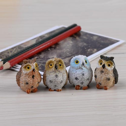 Purple Star Mini Owls 4 Pack Tiny Resin Owl Figurines Small Decor, White - color: Owl-white
