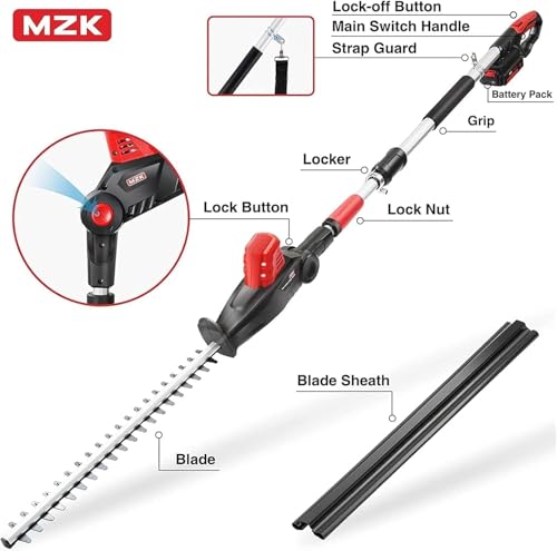 MZK 20V 23-Inch Cordless Hedge Trimmer with 2 x 4Ah Batteries - size: 23 inch
