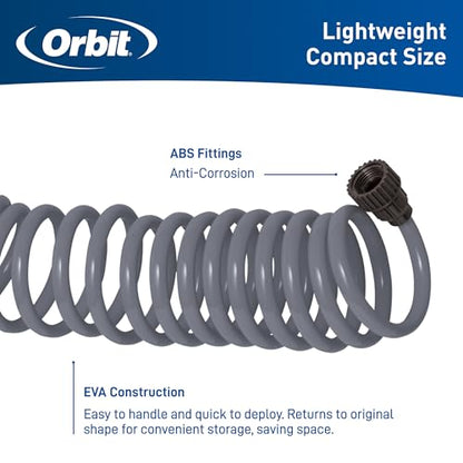 Orbit 26382 Coil Garden Hose, 25 Feet, with 8-Pattern Hose Nozzle (Gray) (Pack of 2) - color: Gray, size: 25 ft (Pack of 2)