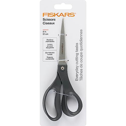 Fiskars 8" Everyday Stainless Steel All Purpose Scissors, Grey - style: 8" Everyday