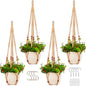 4 Pack Macrame Plant Hangers Indoor Set Large Crochet Hanging Holder, Brown - color: Brown