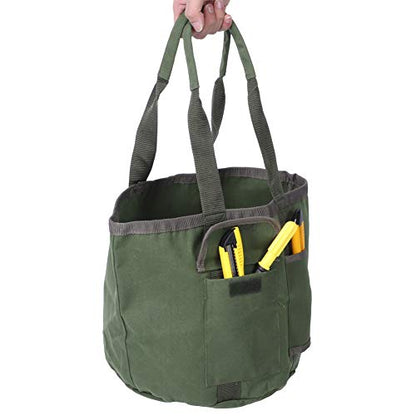 Garden Tool Bag, Portable Foldable Gardening Organizer with Ergonomic Handle and 2 Side Pockets, for Farm Work and Outdoor Storage