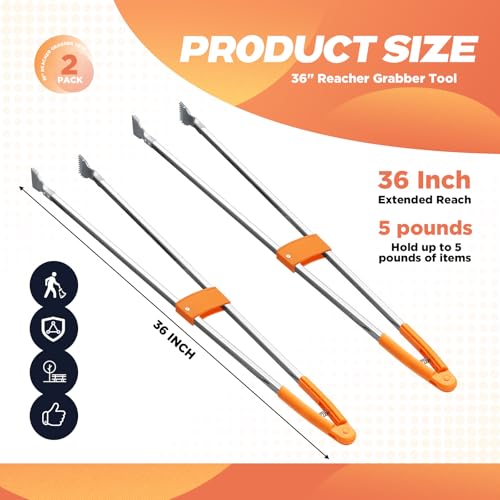4 Pack 34" Reacher Grabber Tool, Lightweight Litter Pick up Sticks