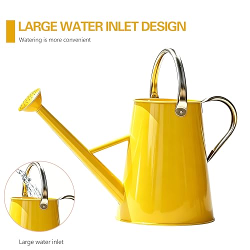 1.5 Gallon Metal Watering Can for Outdoor Plants, Watering Can, Yellow - color: Yellow