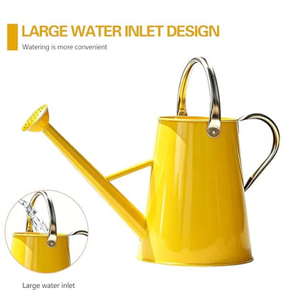1.5 Gallon Metal Watering Can for Outdoor Plants, Watering Can, Yellow - color: Yellow
