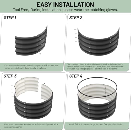 Garvee Round Raised Garden Bed, Galvanized Garden Beds, Metal Planter - color: Dark Grey, size: 2x2x1 FT(2 PCS)