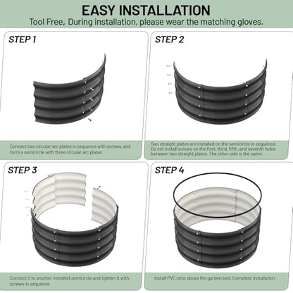 Garvee Round Raised Garden Bed, Galvanized Garden Beds, Metal Planter - color: Dark Grey, size: 2x2x1 FT(2 PCS)