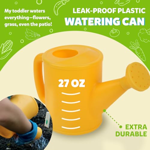 Kids Gardening Set – Toddler Gardening Kit Includes Watering Can for Kids, Shovel, Rake, Plant Stakes, Kids Gardening Gloves, Tote Bag & STEM Learning Gardening Guide Book - Garden Tool Set Blue - color: Blue