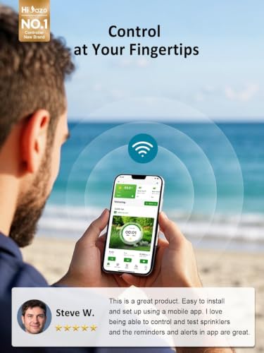 Smart Sprinklers Controller 2.4GHz WiFi, Irrigation Controller Easy Use App Enabled, 4 Zones + 16 Plans, Save Water Auto Skip Rain, Freeze & Wind, 10 Minutes Install - color: Deep Grey
