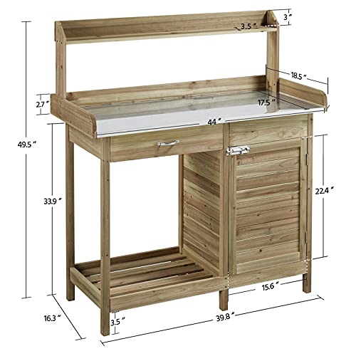 Yaheetech Potting Bench Outdoor Potting Table with Storage,Light Green - color: Light Green