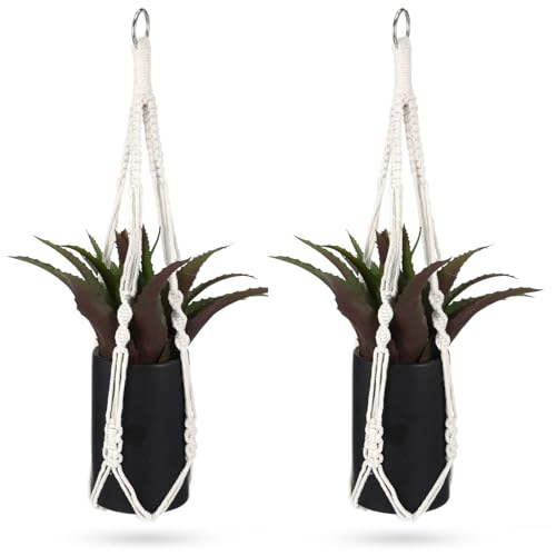 2Pcs 23" Short Macrame Plant Hanger, Short Macrame Plant Hangers