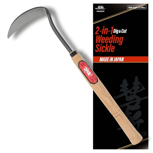 SUIZAN Nejiri Kama 2-in-1 Weeding Sickle 15.8" – Japanese Weed Puller Tool - style: 2-in-1 15.8 Inch (400mm)