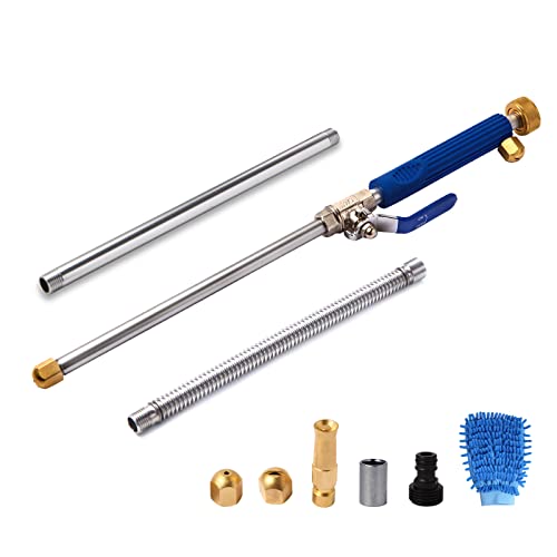 High Pressure Power Washer Wand, Hydro Jet Water Wand Pressure Sprayer,Flexible Garden Watering Wand with 3 Hose Nozzle Universal Hose End for Car Pet Window Patio Gutter Cleaning Tool Blue - color: Blue