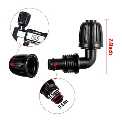 12pc 1/2“ Drip Irrigation Elbow Fittings, ANTI DROP Lock Barbed Elbo - size: 12 Pcs 1/2 Inch Irrigation Elbow Fittings