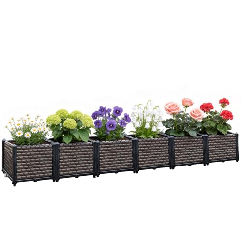 Large Planters for Outdoor Plants 14" Tall Planter Box, 94.4"L x 15.7"W - size: 94.4"(l) X 15.7"(w) X 14.2"(h)