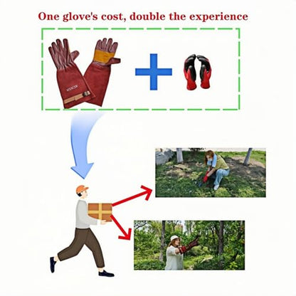 Cow Leather Adjustable Thorn Proof Gardening Gloves - color: Brown, size: Medium