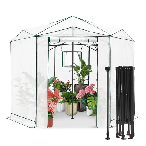 EAGLE PEAK 8.5x8.5 Easy Setup Pop Up Greenhouse, Hexagon, Clear/White - color: Clear/White, size: 8.5x8.5