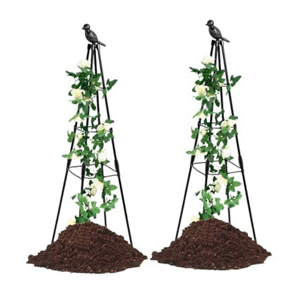 2 Pack Garden Trellis for Climbing Plants,63inch Tall Plants Trellis Support with Adjustable Stake Arms,Plastic Coated Rustproof Metal Pipe Supports for Outdoor Indoor, Potted Plants, Tomato, Rose - size: 2 Pack