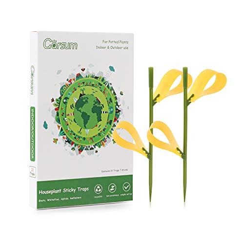 Garsum 21 Traps Sticky Houseplant Traps Gnat Yellow Insect Trap Indoor Fruit Fly Stakes Trap - color: 21 PCS