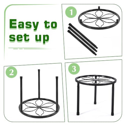 VECELO Metal Plant Stands Set of 5, Multiple Heavy Duty Flower Pot Stand, Round Plant Holder, Black - color: Black