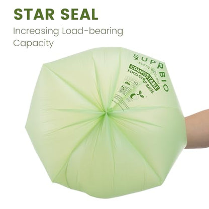 SUPERBIO 13 Gallon Handle Tie Compostable Food Waste Bags, 30 Count, 2 Pack - color: 13 Gallon Handle Tie, 60 Count (2 Pack)