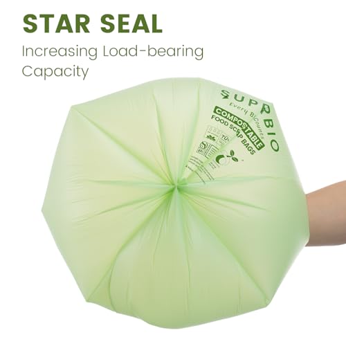 SUPERBIO 2.6 Gallon Compostable Food Waste Bags, 100 Count, 1 Pack - color: 2.6 Gallon Flat Top, 100 Count