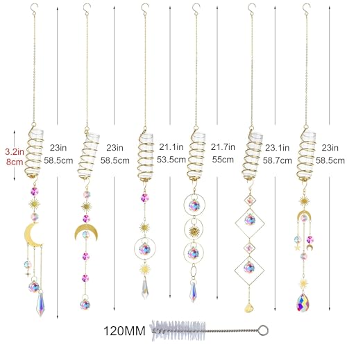 6Pcs Crystal Suncatchers with Propagation Stations Glass Wall Planters - color: Golden-6pcs