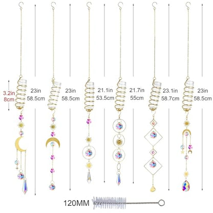 6Pcs Crystal Suncatchers with Propagation Stations Glass Wall Planters - color: Golden-6pcs
