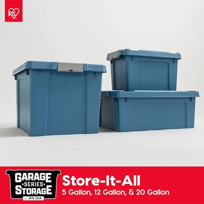 IRIS USA 4-Pack 12 Gal Heavy Duty Lockable Storage Totes with lids, Navy - color: Navy, size: 12 Gal - 4 Pack