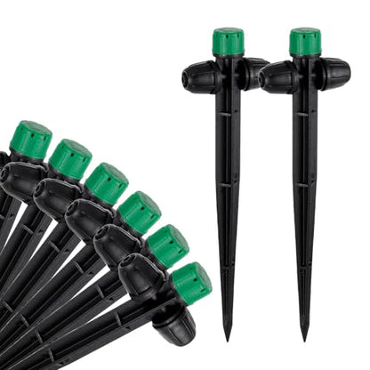 HUISUYTON 30pcs Drip Irrigation Emitters for 1/4" Drip Irrigation Tubing - size: 30Pcs Double Tube Drippers