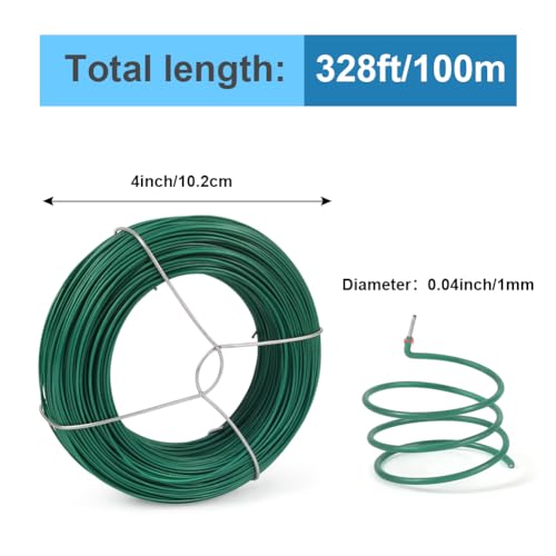 Shintop 328Ft Garden Wire, Green Plant Twist Ties for Climbing Plants - color: Green