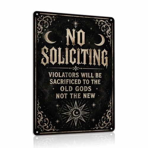 Halloween Metal Art Sign Funny No Soliciting Old Gods Wall Decor - color: 09A