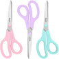 iBayam 8.5" Scissors All Purpose, 2.5mm Sharp Blade, 3 Cute School Office - color: Pastel Pink, Soft Purple, Macaron Blue, size: 3-Pack
