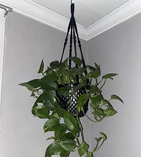 Macrame Plant Hanger Large for 12 inch Pot, Large Plant Hanger - color: Black