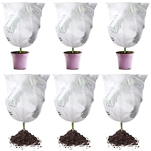 Shappy 6 Pcs Plant Covers Freeze Protection Winter Frost Blanket for Outdoor Plant Bag 31.5 x 39.4 Inch, 39.4 x 39.4 Inch Shrub Jacket with Drawstring Reusable Frost Cloth for Cold Weather Fruit Tree - size: 31.5 x 39.4 Inch, 39.4 x 39.4 Inch