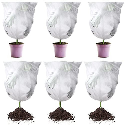 Shappy 6 Pcs Plant Covers Freeze Protection Winter Frost Blanket for Outdoor Plant Bag 31.5 x 39.4 Inch, 39.4 x 39.4 Inch Shrub Jacket with Drawstring Reusable Frost Cloth for Cold Weather Fruit Tree - size: 31.5 x 39.4 Inch, 39.4 x 39.4 Inch
