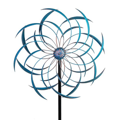 Stargarden Wind Spinners Outdoor -Metal Large Kinetic Wind Spinners - color: Blue-a-23"