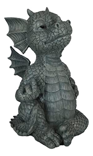 Ebros Keep Off Flip The Bird Rude Baby Dragon Sitting Statue 10" H Fairy Garden Faux Stone Resin Finish Guest Greeter Figurine - color: Flip the Bird Keep Off