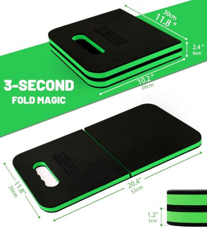 Foldable Extra Thick Kneeling Pad, 1 Pack, Green,20.4 x 11.8 in - color: Green & Black