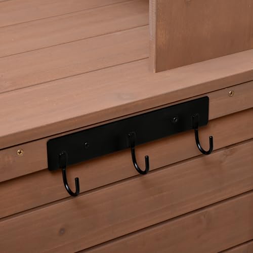 Merax 65.7" Tall Garden Potting Bench with Hutch, 3 Shelves, 6 Drawers, 2 Cabinets & Hooks - color: Brown