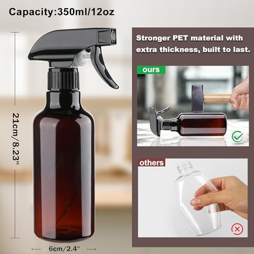 12oz/350ml Plastic Spray Bottles 1 Pack, Adjustable Mist/Stream - color: 12oz-Brown