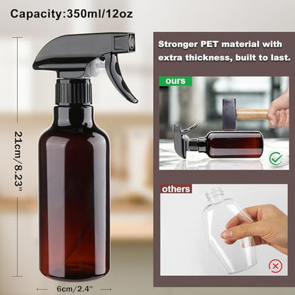 12oz/350ml Plastic Spray Bottles 1 Pack, Adjustable Mist/Stream - color: 12oz-Brown