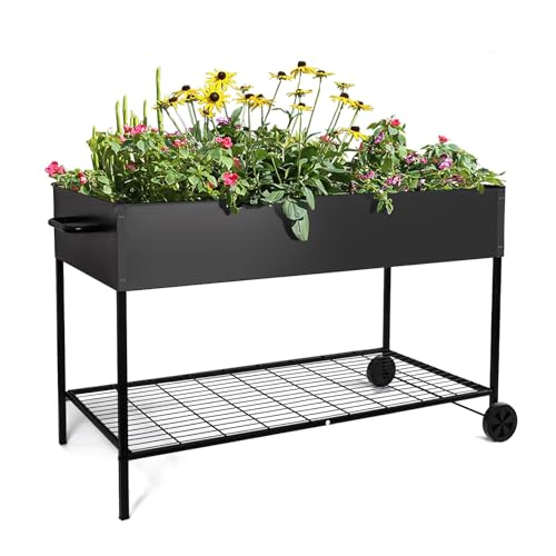 MIXC 50x26x31 Large Metal Raised Garden Beds Outdoors with Legs, Box of 1